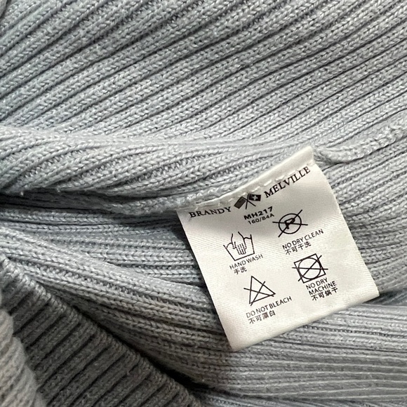 Brandy Melville Cardigan Button Up Sweater Baby Blue Gray John Galt Crop Vintage - Picture 10 of 11